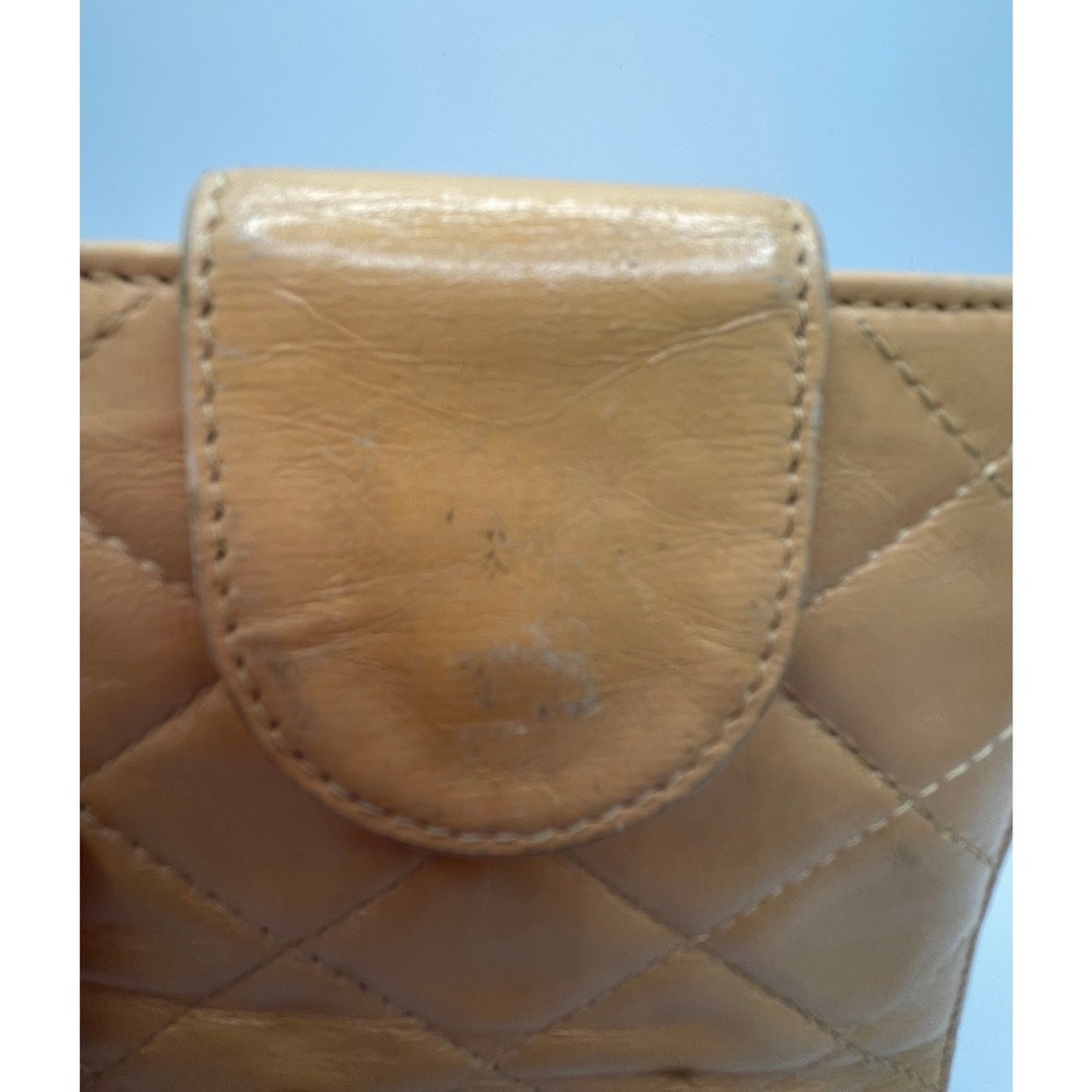 Chanel Cambon Ligne Compact Wallet Beige Quilted Lambskin Black CC Logo#842 - Picture 5 of 12